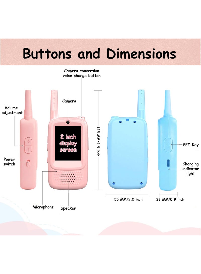 Mr. Penda 2 Pack Smart Phone Toys for Kids, Rechargeable w/Screen Display,Voice Changer,Video Chat,Fun Toys for Indoor Outdoor Camping,Travel Birthday Gift Toy for Boys Girls Age 3-12 (Blue/Pink) - Image 2